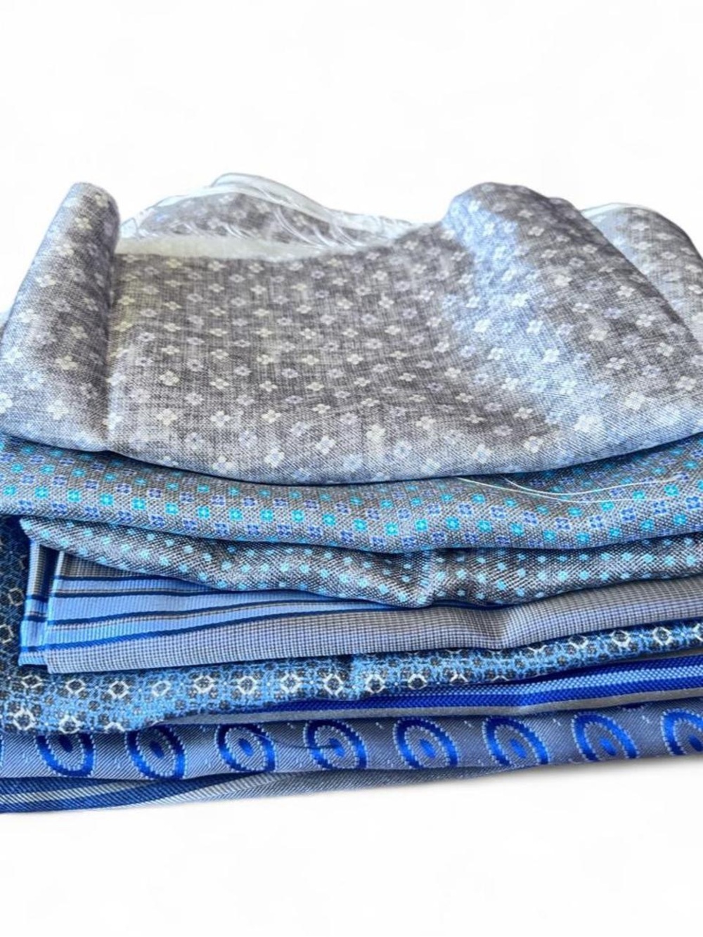 Bundle of 8 grey 100% Italian silk fabric remnants
